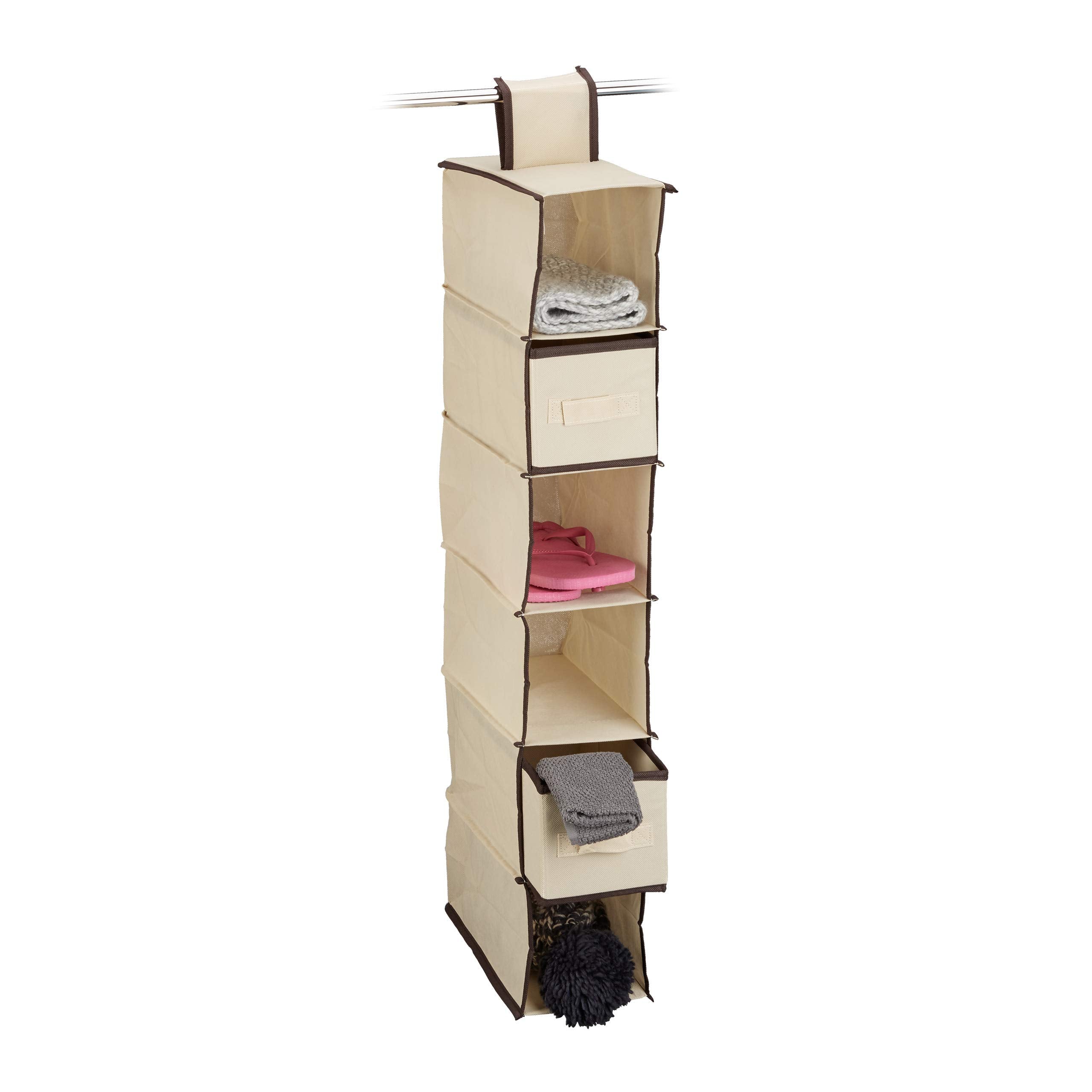 Relaxdays Fabric Hanging Shelves | 6-Compartment Closet Organizer, Beige