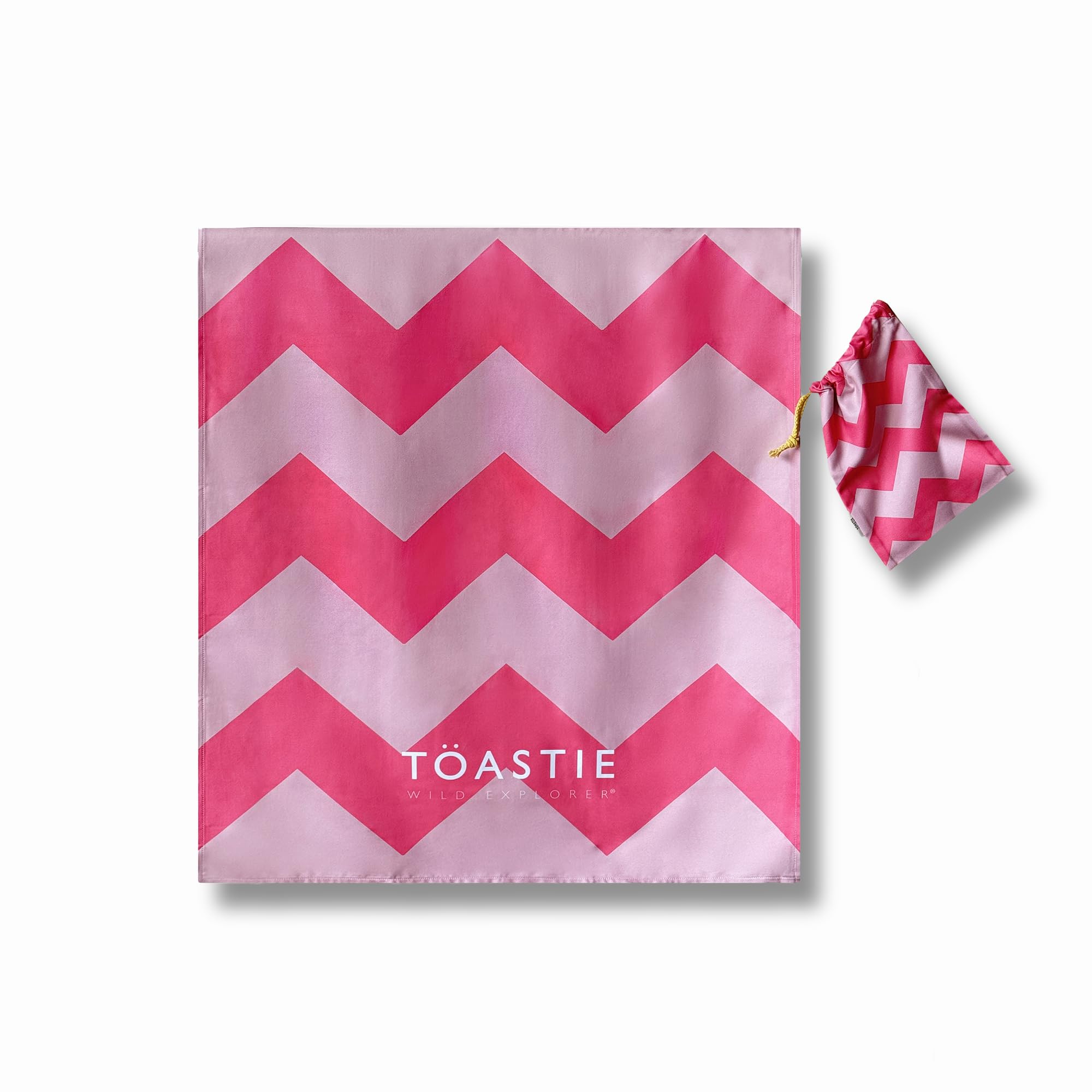 TÖASTIE Quick Dry Microfiber Beach Towel – Sand Resistant Pink Chevron