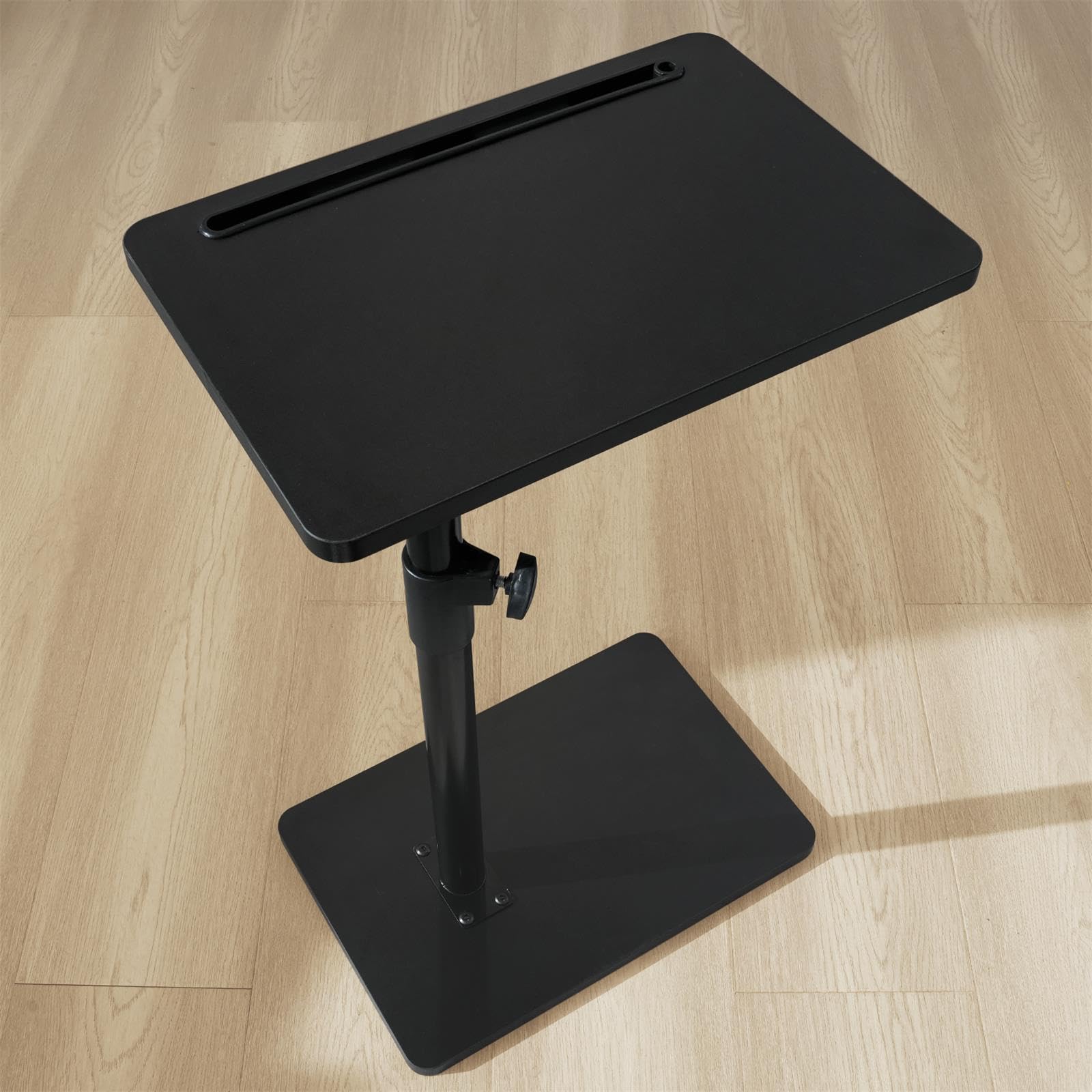 YUHFERA C-Shaped Side Table – 360° Swivel Height Adjustable Sofa Tray