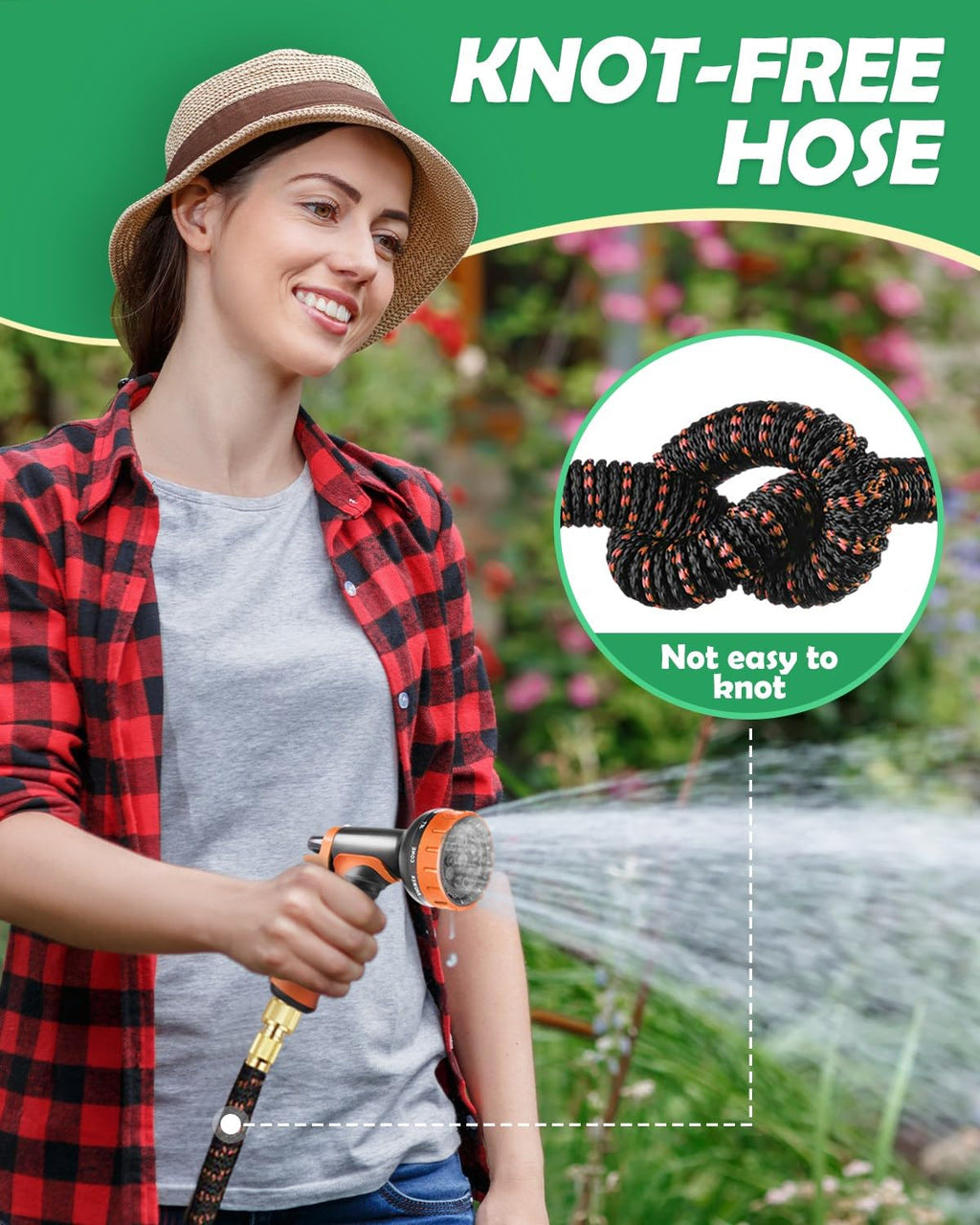 Evolpor 150FT Expandable Garden Hose | 10-Function Nozzle & 4-Layer Latex