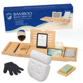 Jolof Store Bamboo Bath Tray Set with Pillow – Expandable Bathtub Caddy
