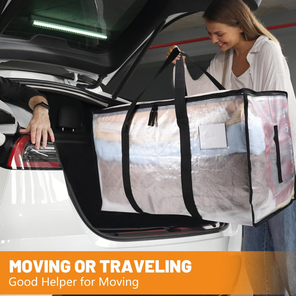 Yafe 7-Pack Large 91L Transparent Storage Bags for Moving & Clothes