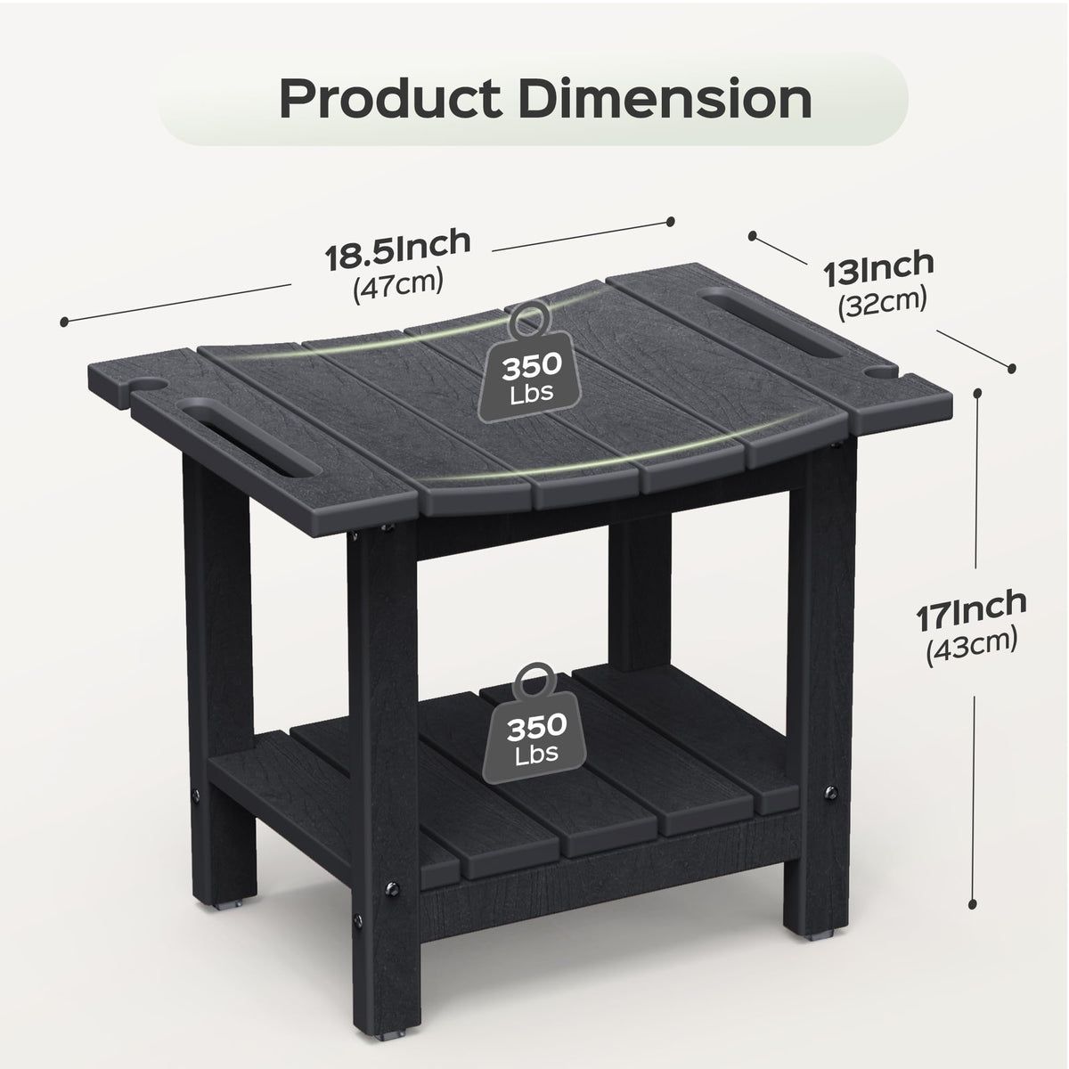 LyriFine Shower Bench, HDPE Waterproof Shower Stool for Inside of Shower - image 2