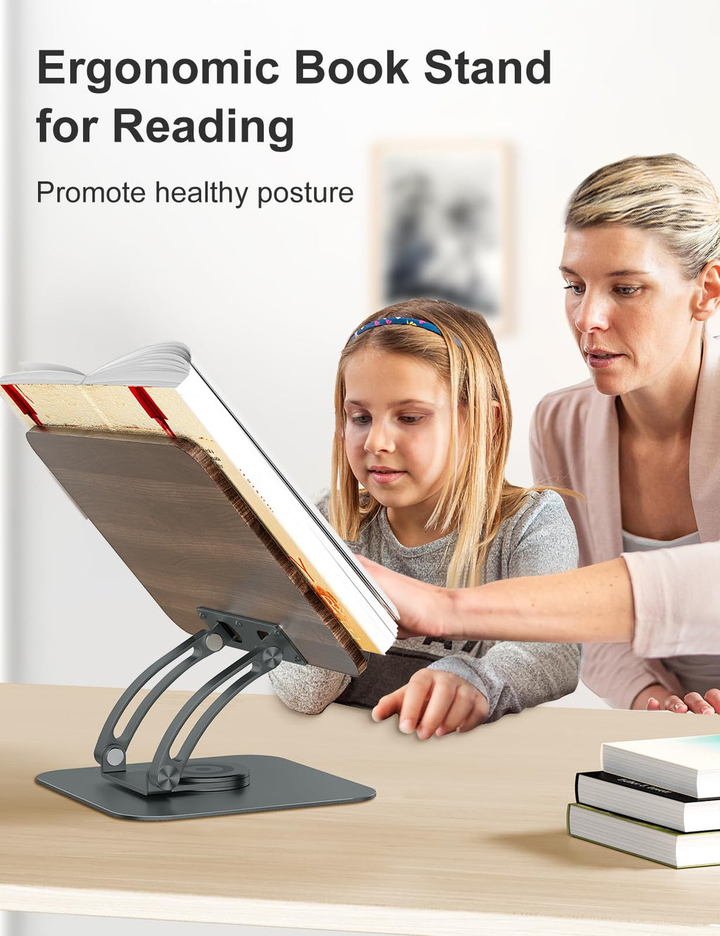 Tounee Adjustable Book Stand – 360 Swivel Foldable Holder for Reading