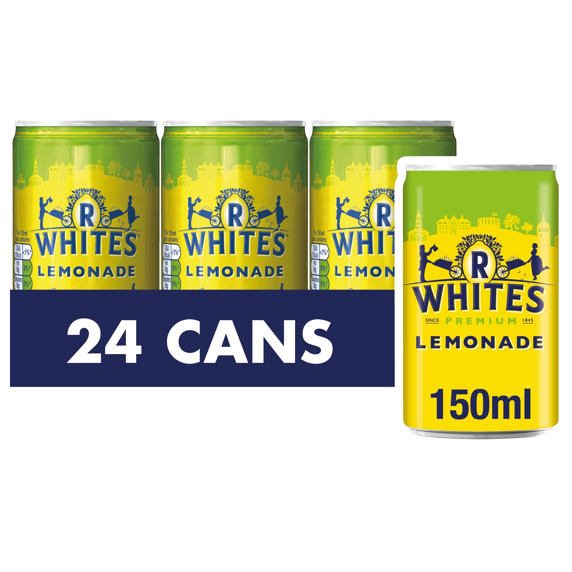 R. White's Premium Lemonade Soft Drink - 150ml Cans (Pack of 24)