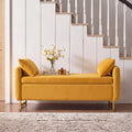 HULALA HOME Large Storage Bench with Metal Base for End of Bed, Mustard