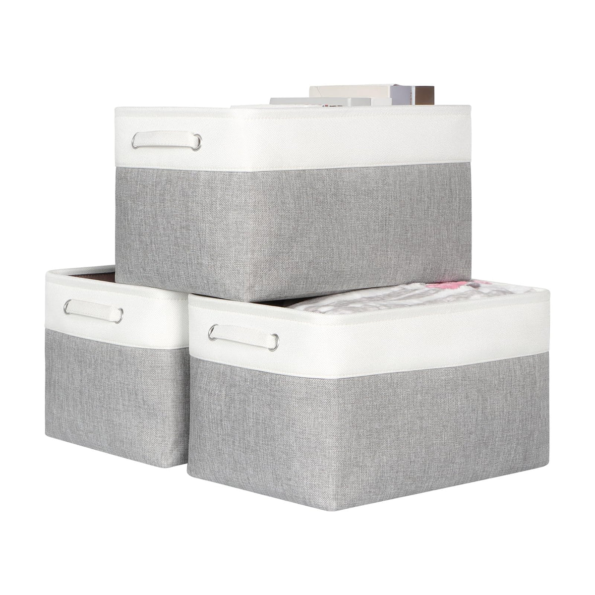 KEEGH Fabric Storage Baskets Set of 3, 17 Inch Storage Boxes for Shelves - image 1