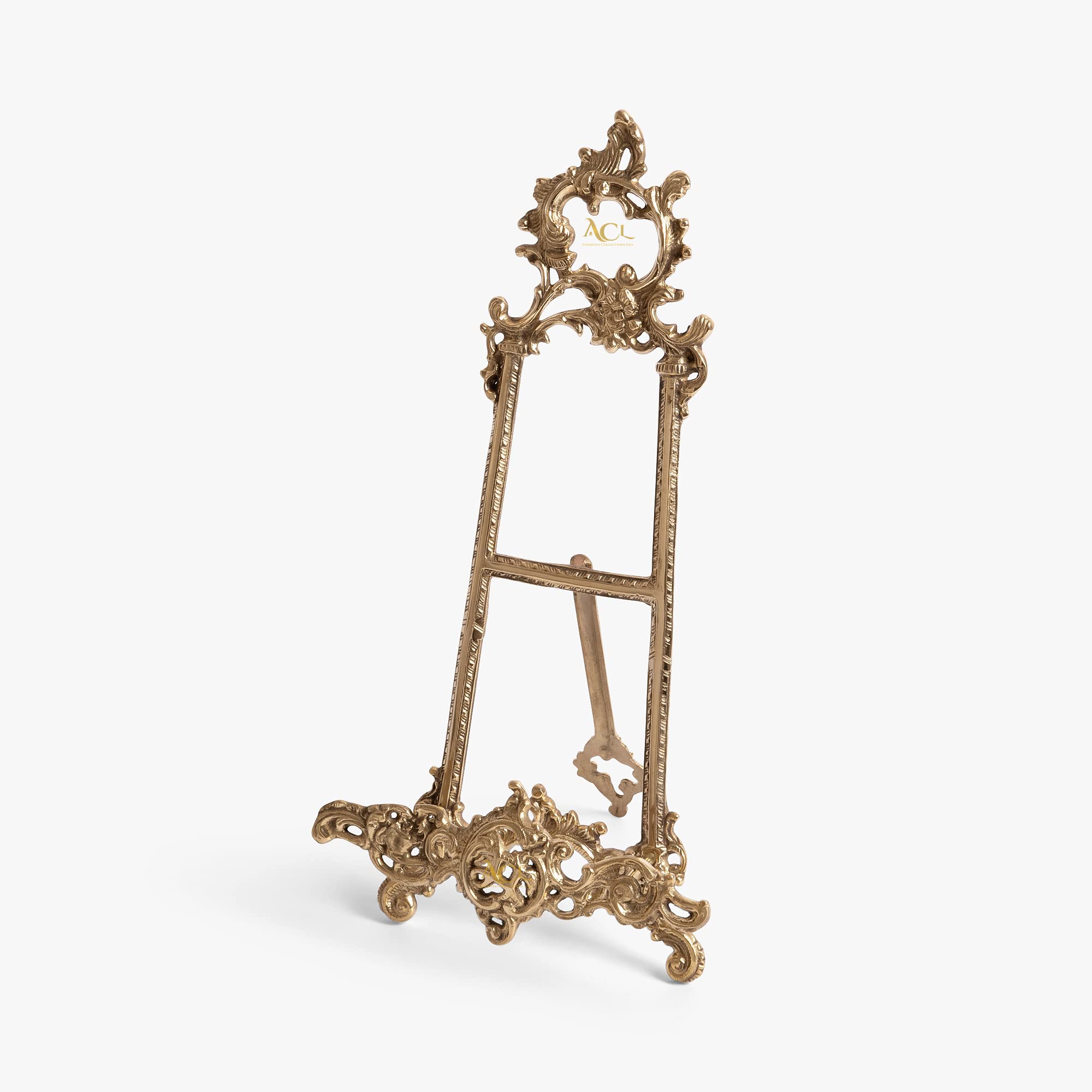 12" Brass Easel Display Stand for Plates, Art & Wedding Signs
