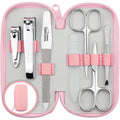 Solingen 7-Piece Manicure Set | Real Leather Case & Glass Nail File - Rose