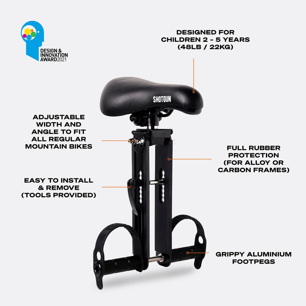 Shotgun Front Mounted Kids Bike Seat for Mountain Bikes – Easy Install