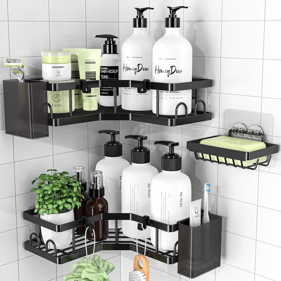 PKBD Corner Shower Caddy 3-Pack | Rustproof Stainless Steel Organizer