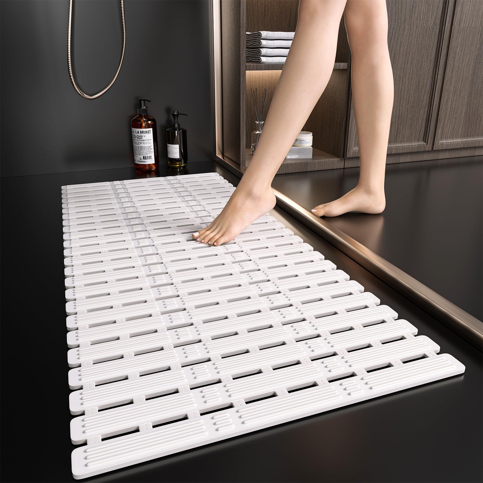 XIYUNTE Large Non-Slip Shower Mat – 90x40cm Anti-Mould TPE Bath Mat
