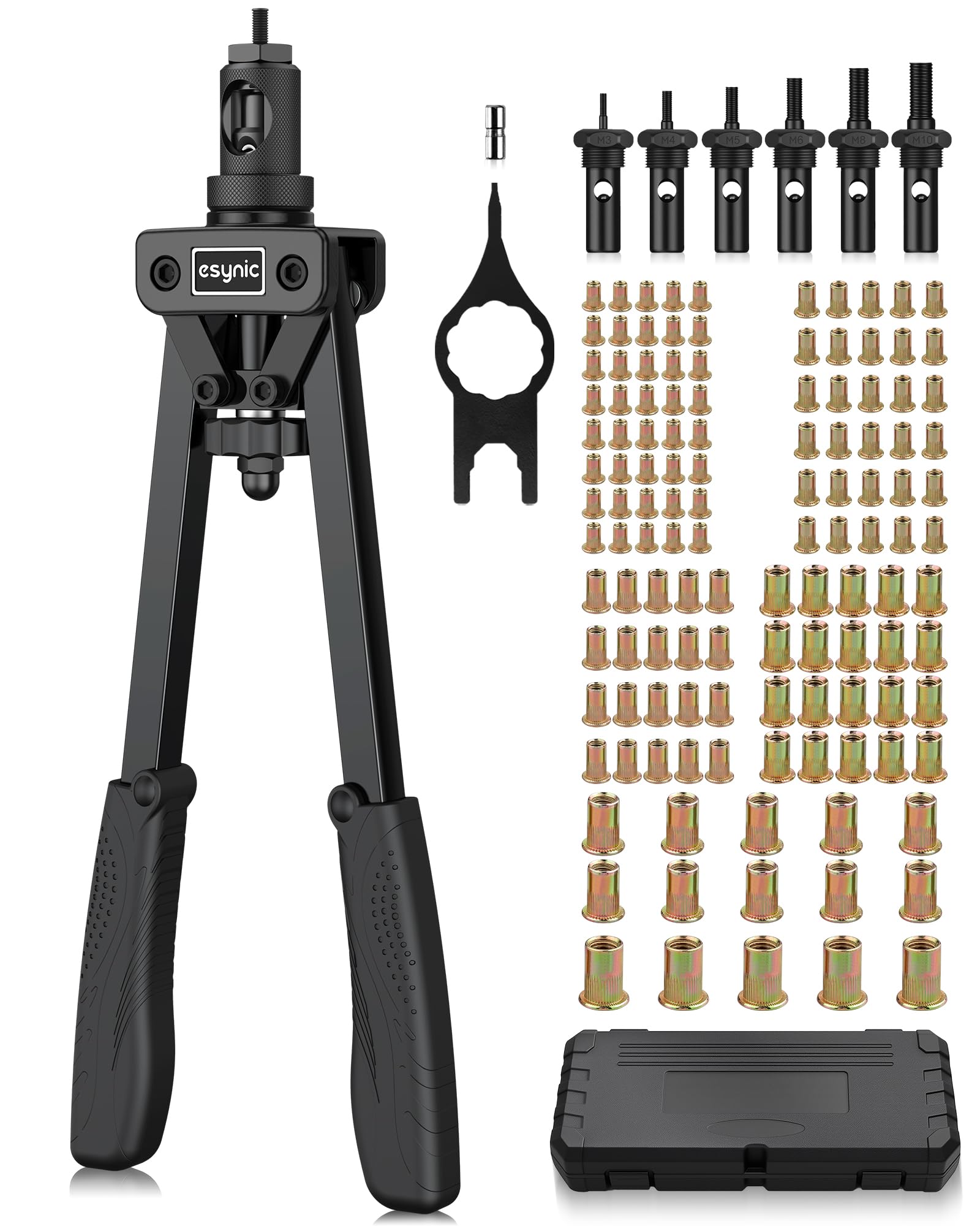 eSynic 14 Inch Heavy Duty Rivnut Tool Kit with 125Pcs Rivet Nuts & 6 Mandrels