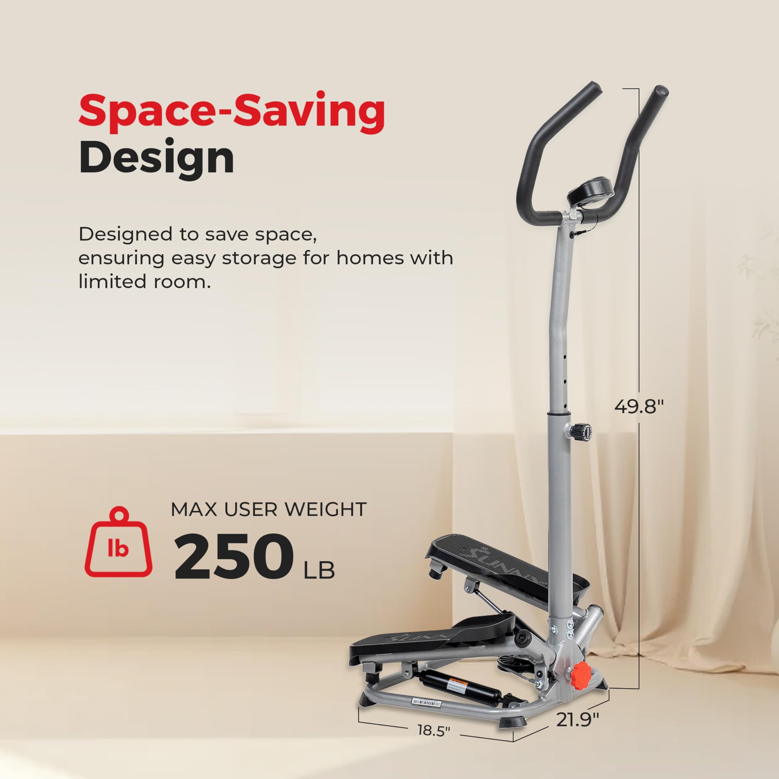 Sunny Health & Fitness Twister Stepper with Handlebars and LCD Monitor