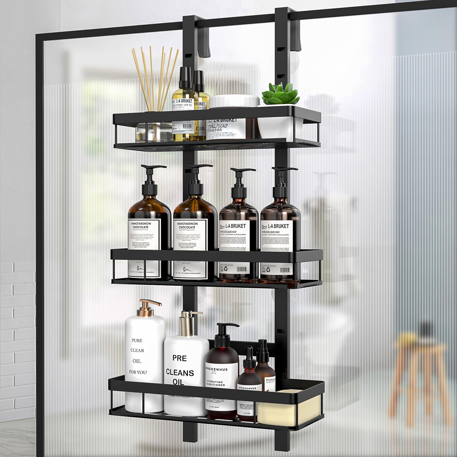 Diwoker 3-Tier Over Door Shower Caddy – Adjustable Hanging Bathroom Shelf