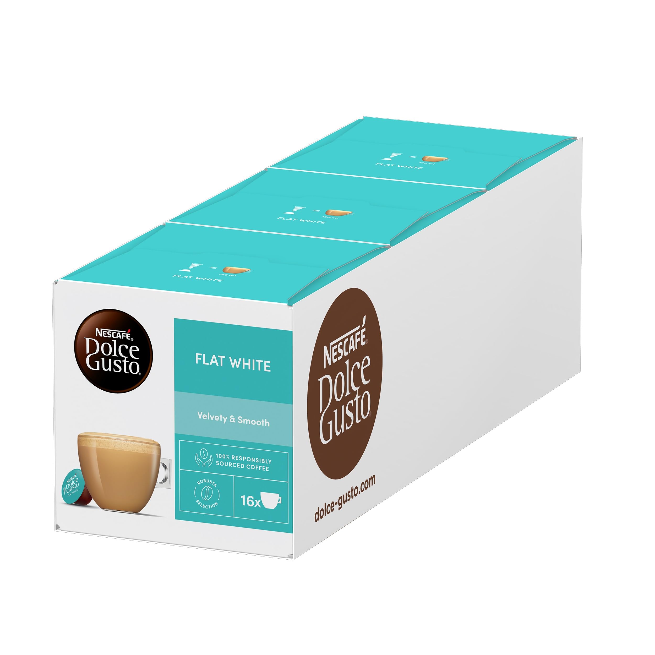 Nescafe Dolce Gusto Flat White Coffee Pods - 48 Capsules (3 Packs)