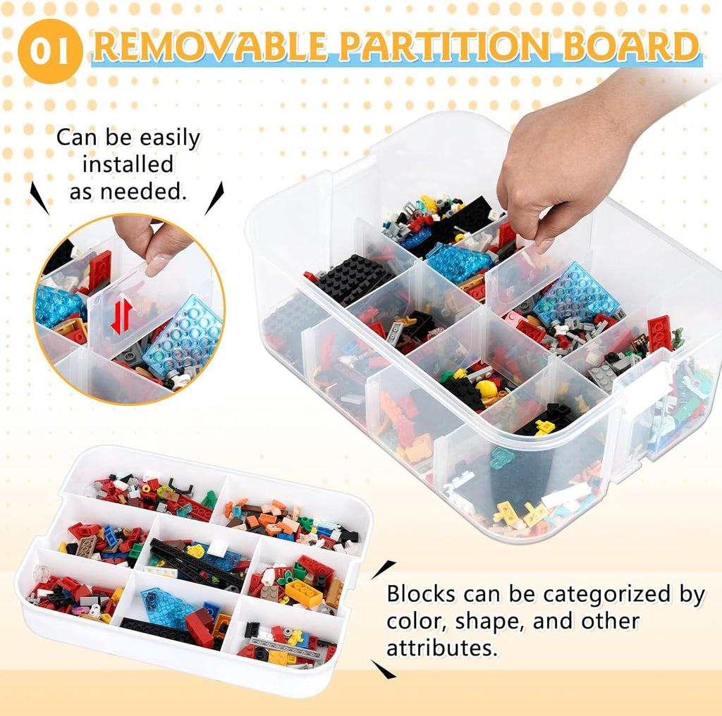 Storage Organiser for Lego, 3 Layers Stackable Storage Box with Lids - image 5