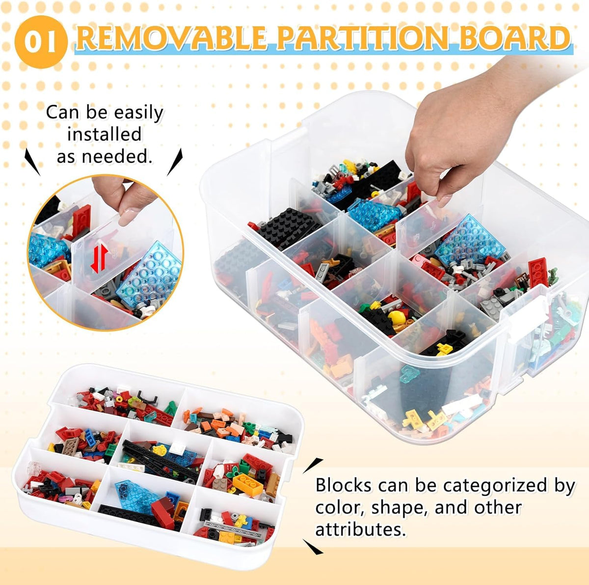 Storage Organiser for Lego, 3 Layers Stackable Storage Box with Lids - image 5