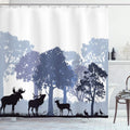ABAKUHAUS Moose Forest Shower Curtain – Waterproof Fabric Bathroom Decor