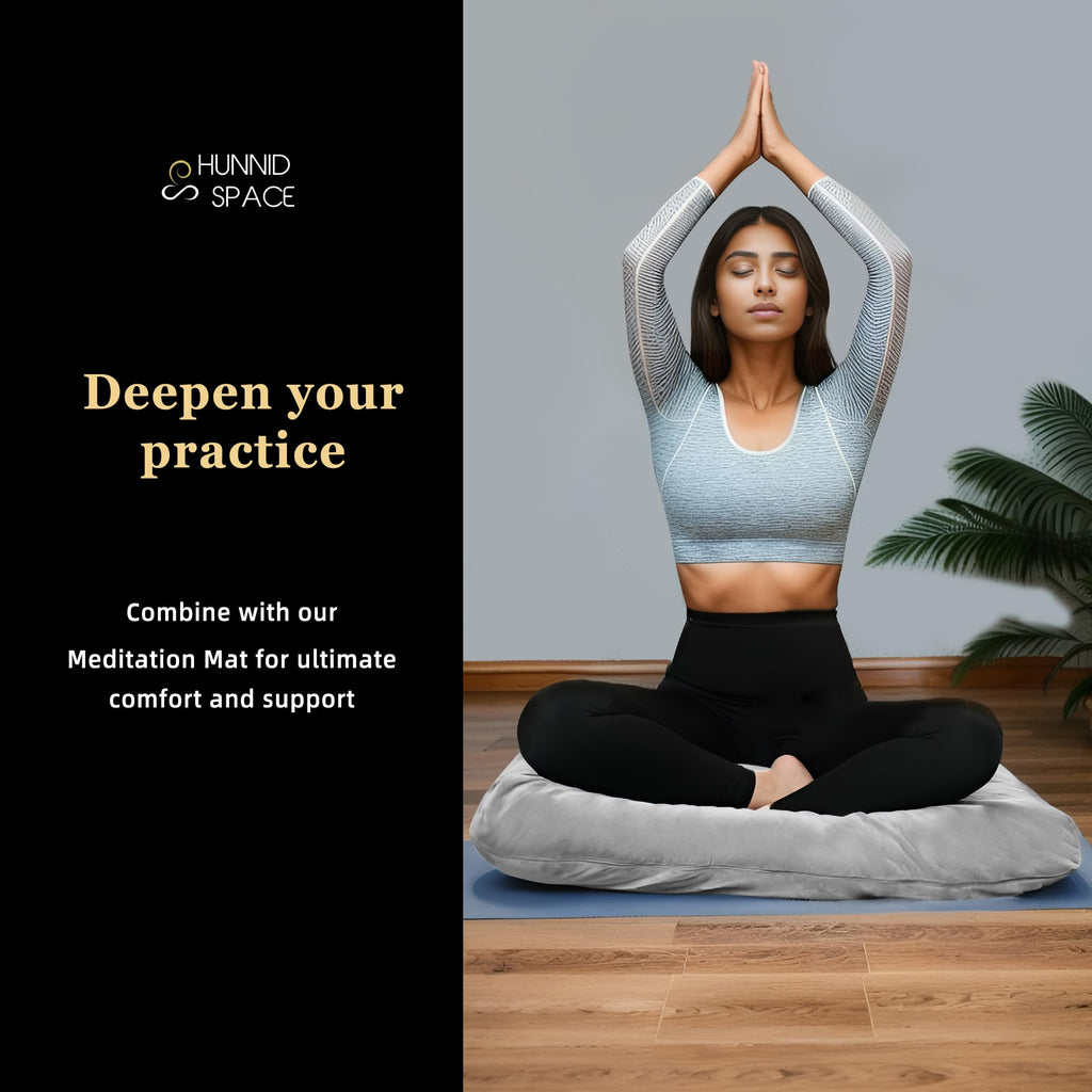 Hunnidspace Meditation Cushion Set | Memory Foam & Buckwheat Velvet Mat