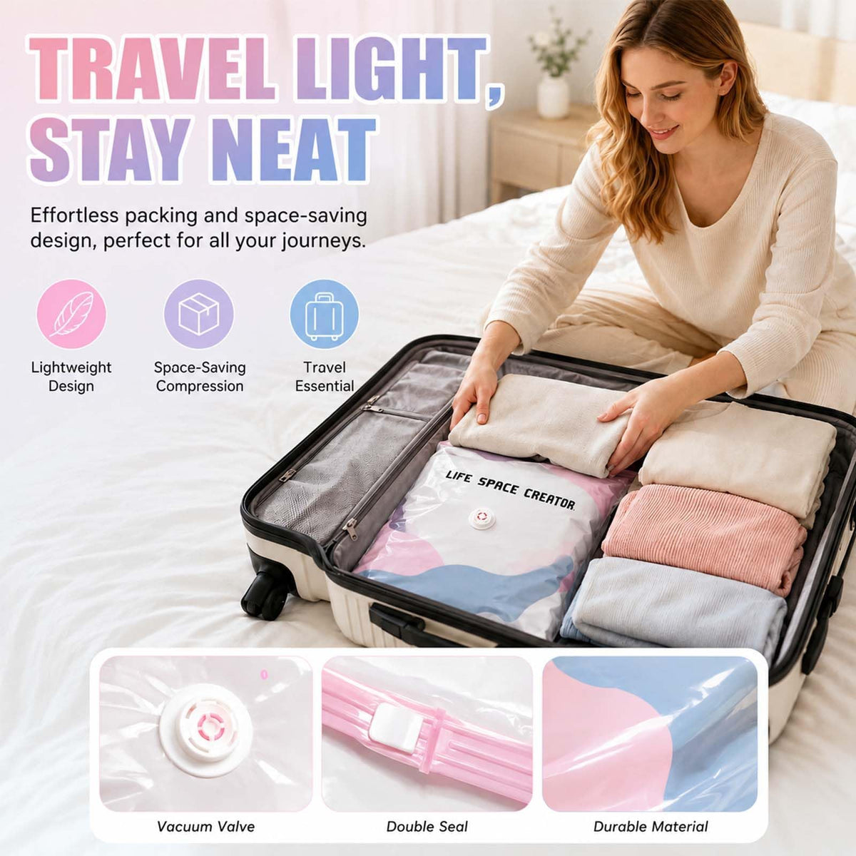 No Pump Vacuum Storage Bags, 4PCS 3D Vacuum Storage Bags - image 2