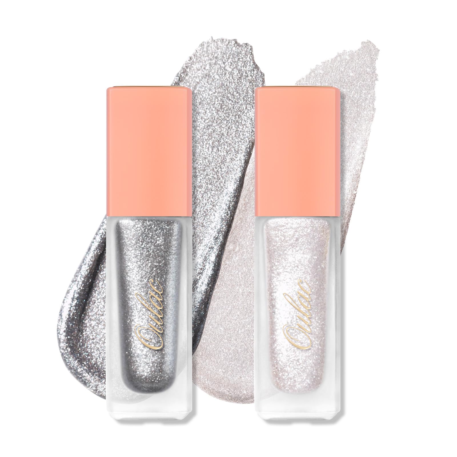 Oulac Liquid Glitter Eyeshadow Set - Sheer Silver & White Vegan Makeup