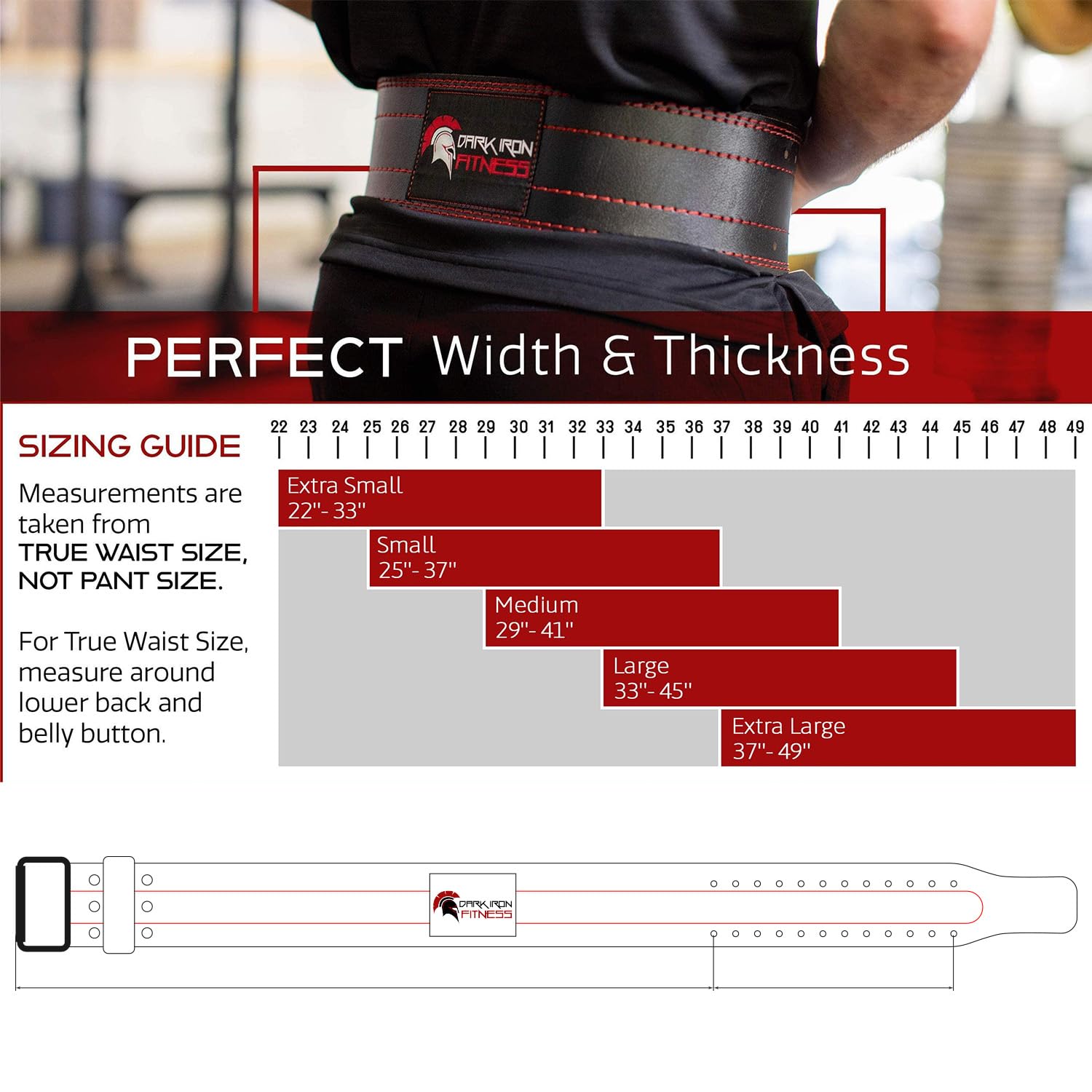 Dark Iron Fitness Genuine Leather Weight Lifting Belt - 120 cm Medium