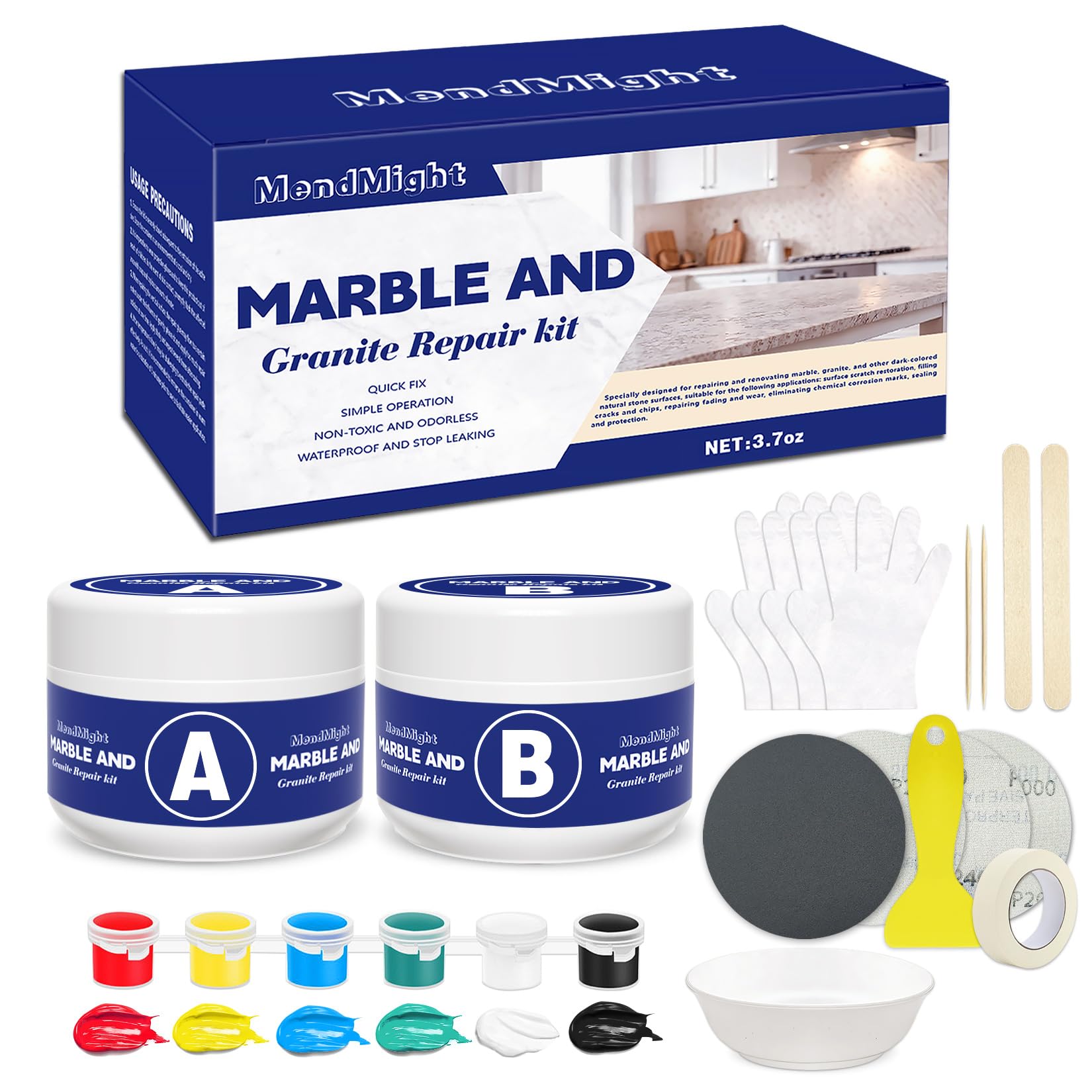 MendMight Tile and Granite Repair Kit | Color Match Ceramic & Quartz