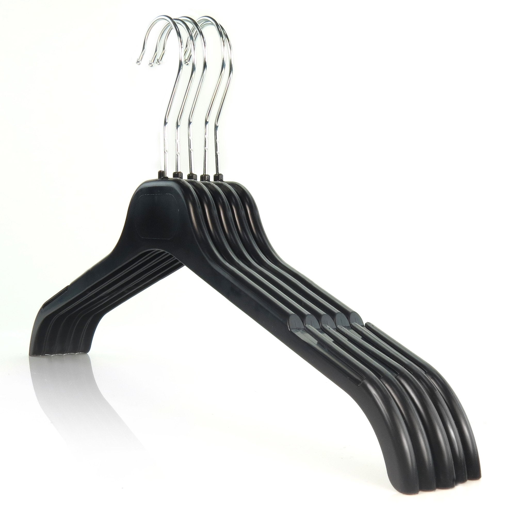 Hangerworld Black Plastic Coat Hangers with Notches - 43cm (100 Pack)