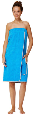 Sowel Women's Organic Cotton Towel Wrap – Sauna Kilt & Sarong, Blue/Grey