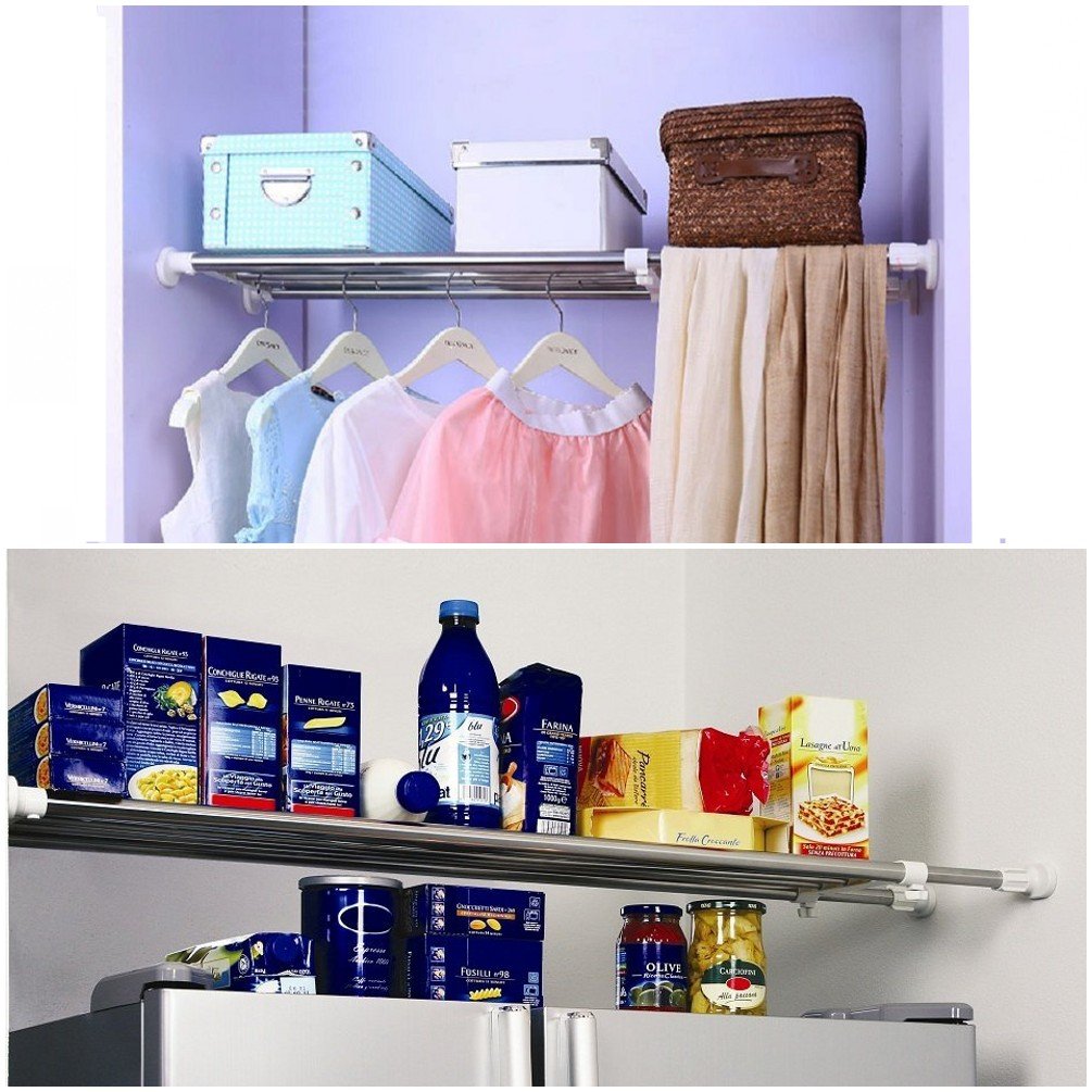 BAOYOUNI Expandable Wardrobe Tension Shelf – Adjustable Metal Closet Organizer
