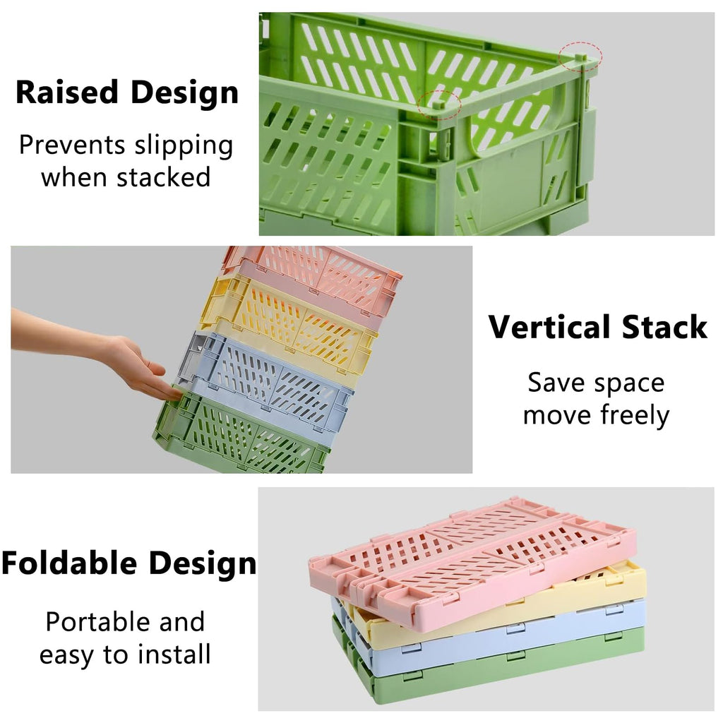 Wonninek 8Pcs Collapsible Storage Crates, 2 Sizes Storage Baskets - image 4