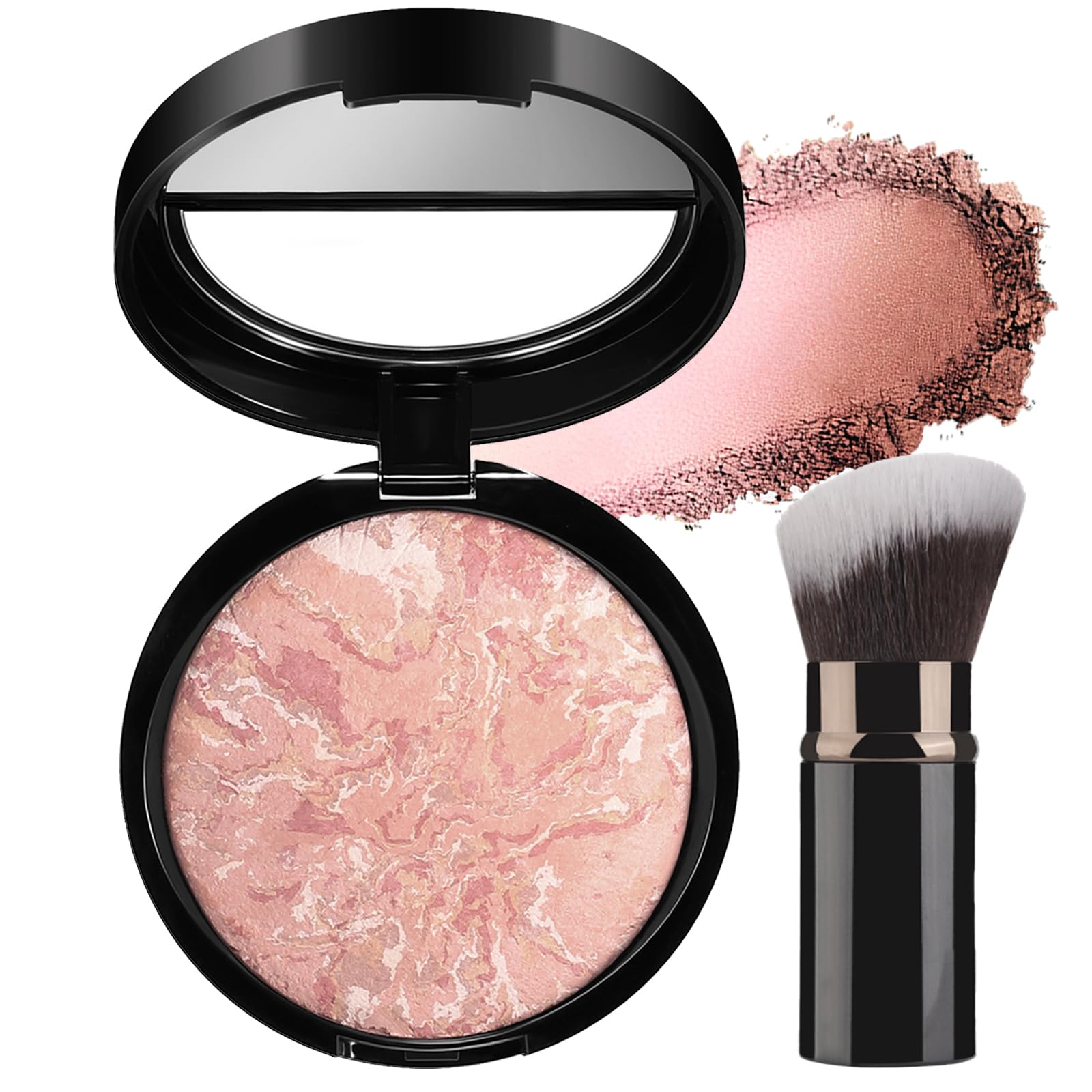 Baked Color Correcting Powder Foundation with Brush – Medium