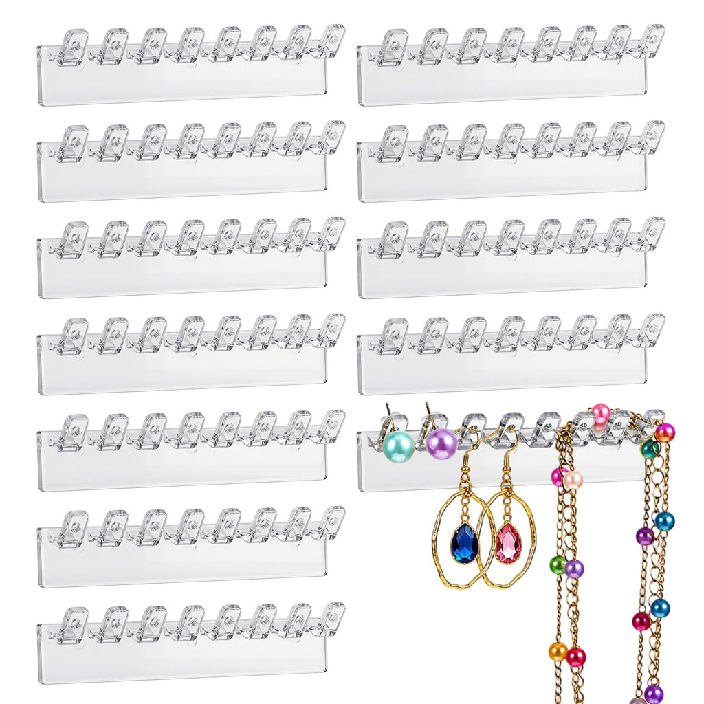 12Pcs Necklace Holder Wall Mounted, Acrylic Necklace Organizer with 8 Hooks - image 1