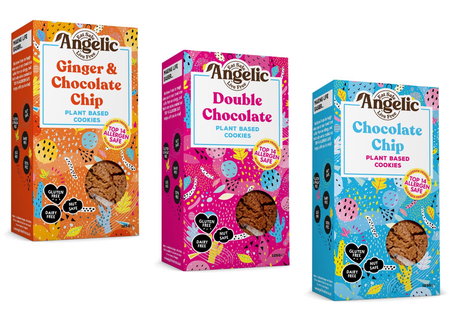 Angelic Free From Vegan & Gluten Free Cookies - 3 Box Mixed Variety