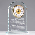 50th Birthday Glass Keepsake – Quartz Desk Clock Gift for Women