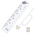 Jolof Store 4-Way Extension Lead with Individual Switches & 2 USB – 2M