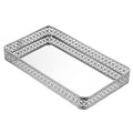 BSTKEY Silver Mirror Vanity Tray – Metal Jewelry and Cosmetic Organizer