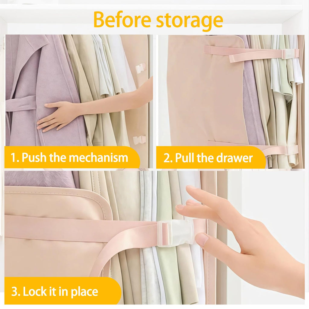 3 PCs Jacket Garment Bag with Self Compression Strap Pink Closet Organiser Space Saver - image 3