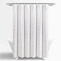 Lush Decor White Chenille Chevron Shower Curtain | 100% Cotton (72x72)