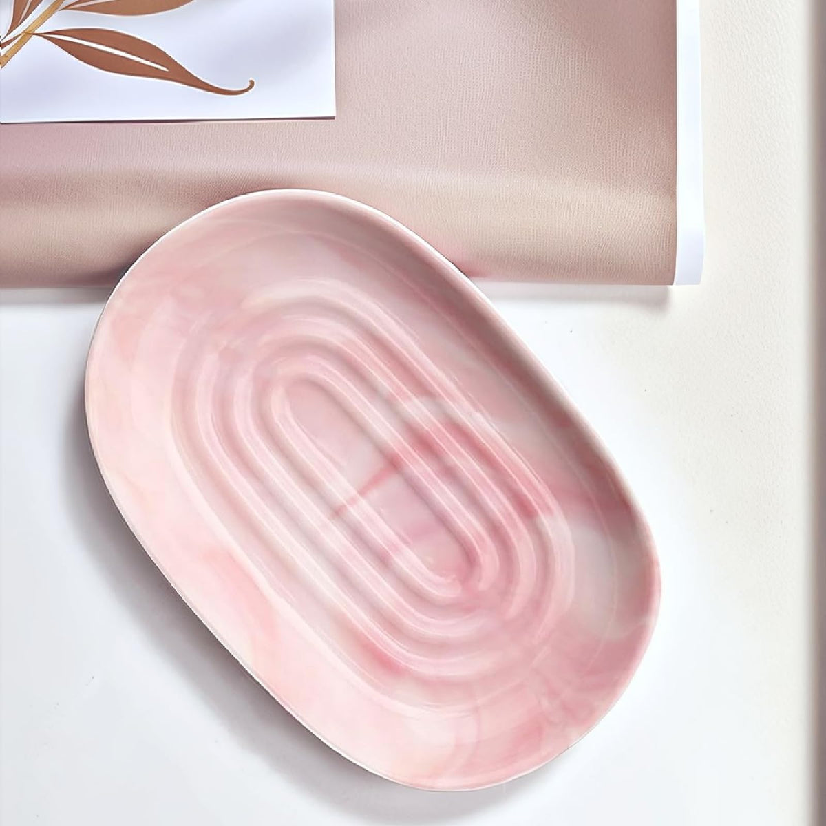 Xgvzs 1 PCS Ceramic Soap Dish Bar Soap Holder Soaps Tray Dish Oval Container Keep Soap Dry for Bathroom Sink Kitchen Counter Pink