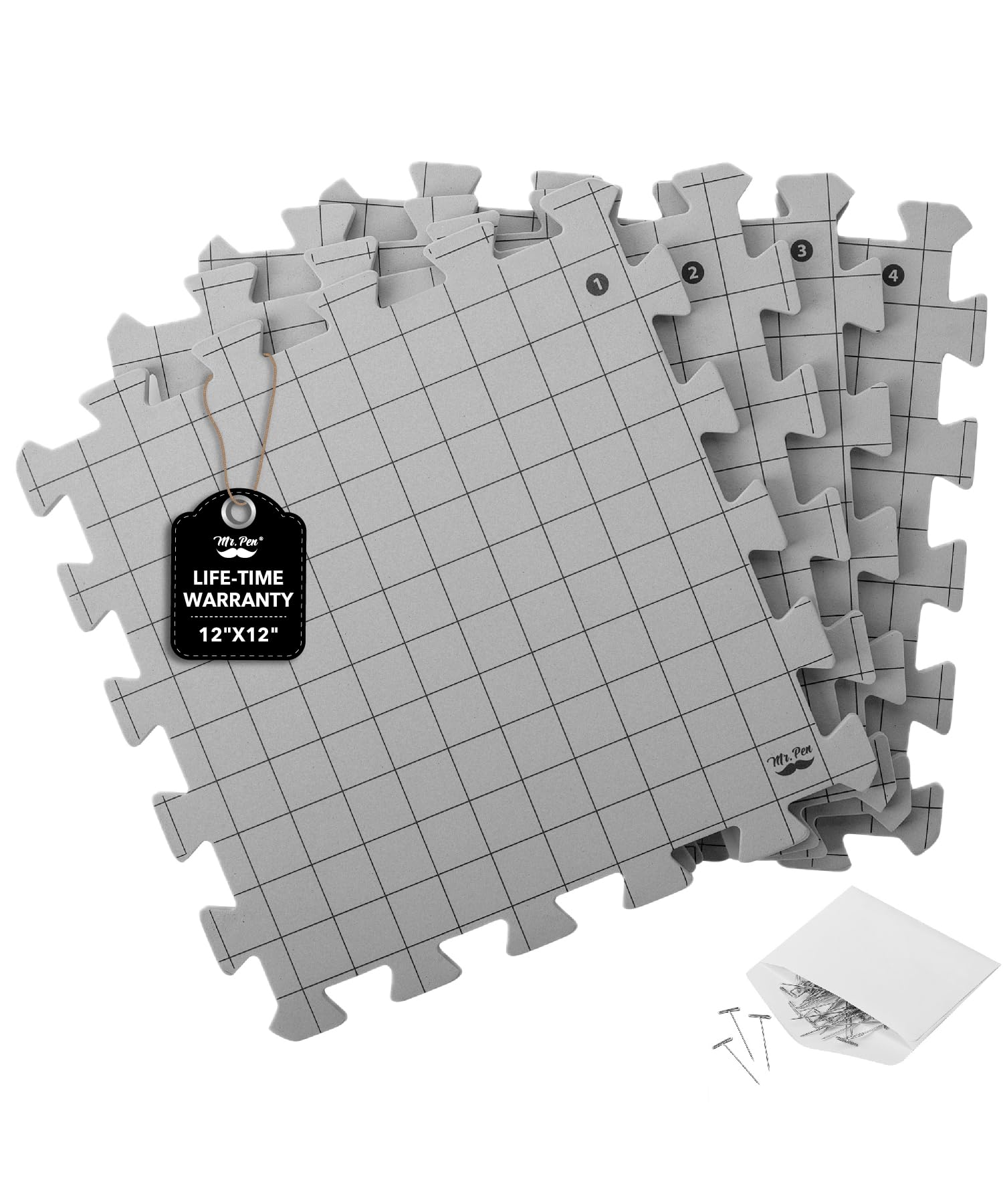 Mr. Pen Knitting Blocking Mats - 12x12 Inch Interlocking Boards, 4 Pack