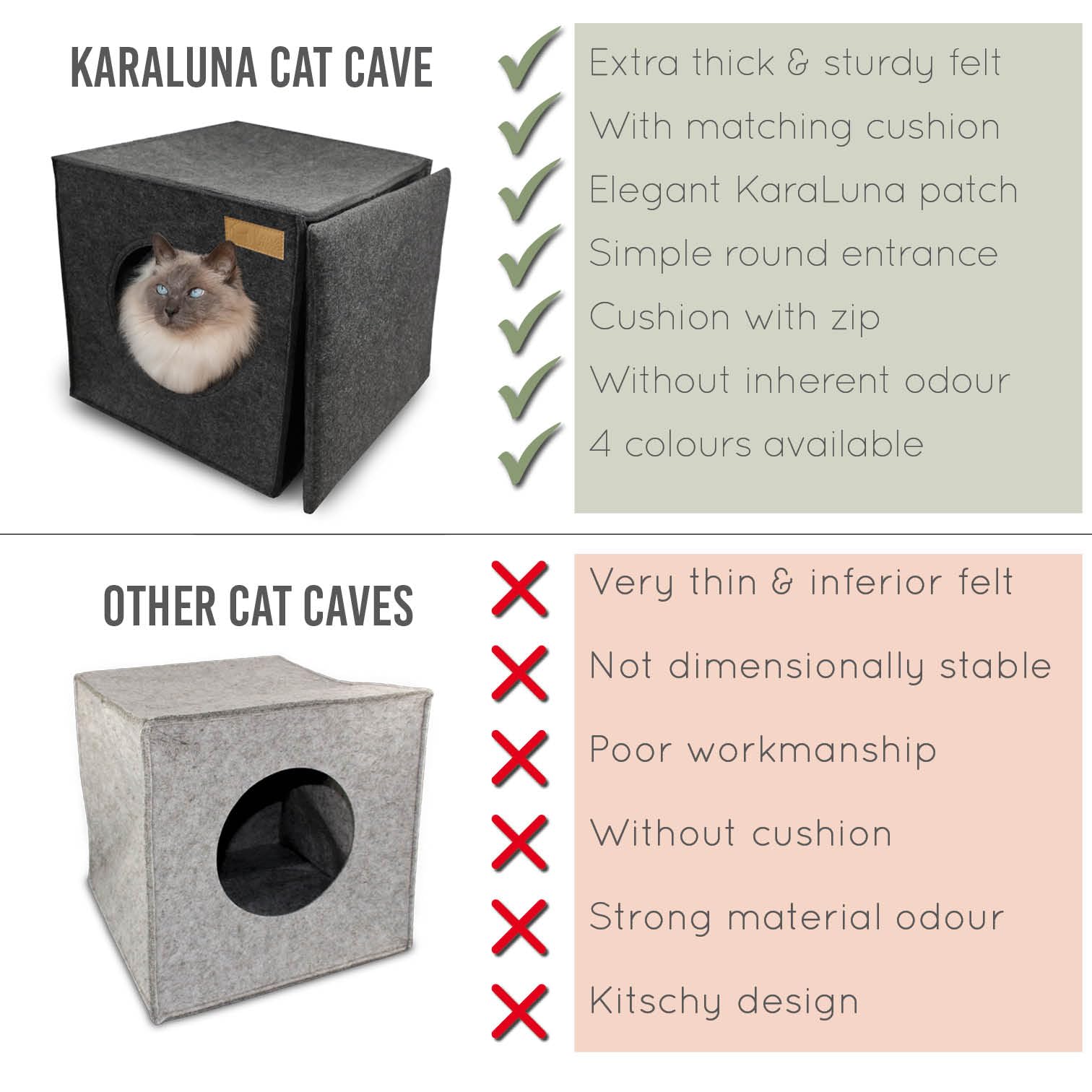 KaraLuna Felt Cat Cave for IKEA Kallax Shelf – Large Cuddly Pet Bed
