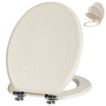 Angel Shield Wooden Toilet Seat – Soft Close Antibacterial Creamy White Oak