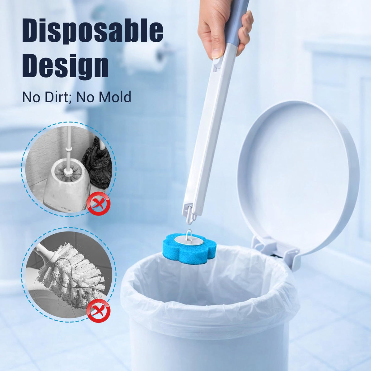 zxevg Disposable Toilet Brush & Holder Set with 48 Refills 1 - image 3