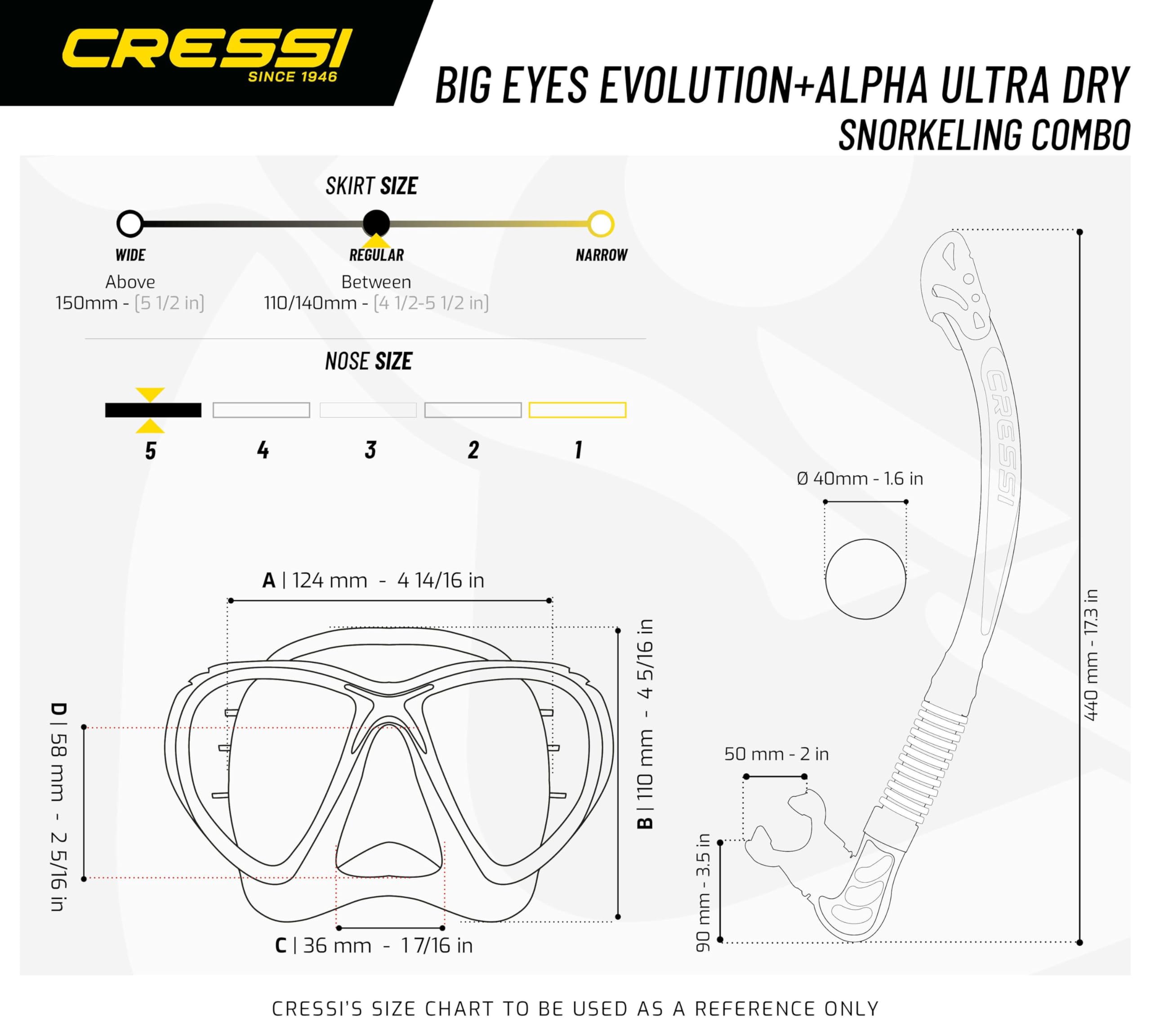 Cressi Big Eyes Evolution Mask & Alpha Ultra Dry Snorkel Set - Pink