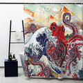 Obal Red Japanese Octopus Shower Curtain | Ukiyo-E Polyester Fabric
