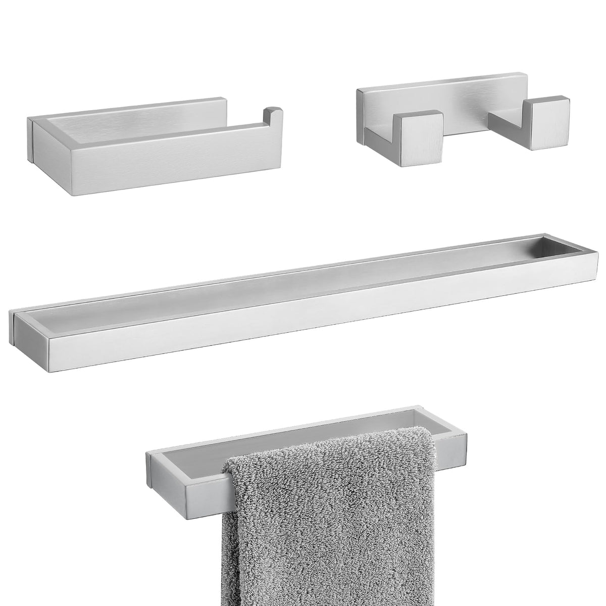 TURS Brushed Finish 4-Pieces Towel Bar Holder Sets,Concealed Screws - image 1