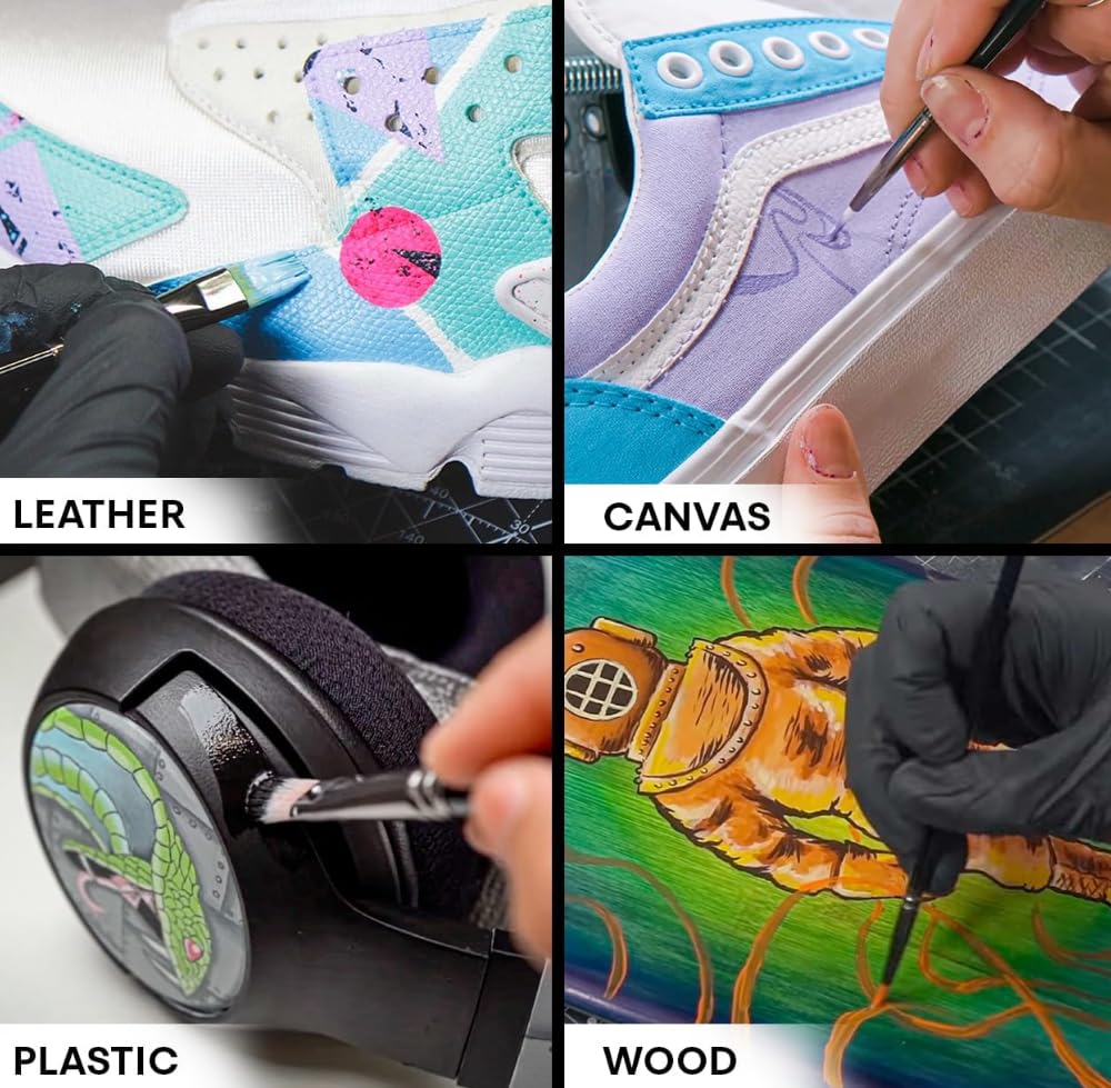 Angelus Acrylic Leather Paint Set - 12 Colors, 1 oz Jars for Shoes