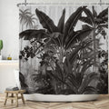 Jolof Store Jungle Shower Curtain – Black Tropical Leaves Waterproof 180x200